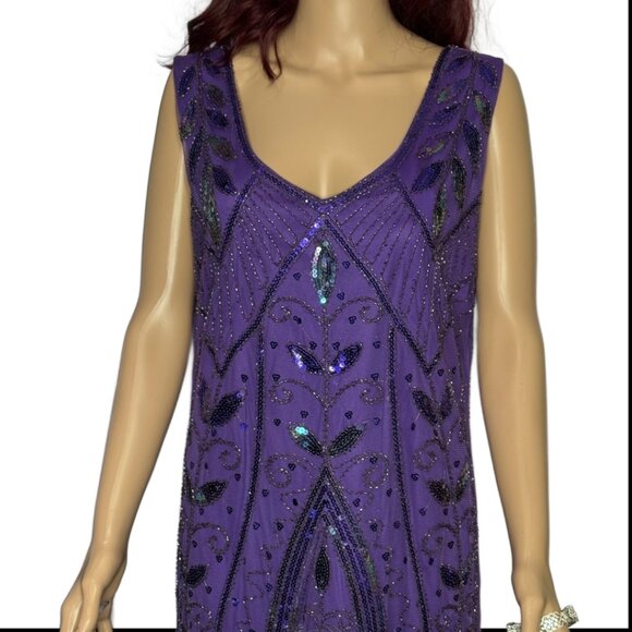 Metme Women’s 1920s Flapper Dress Roaring 20s Purple Size XXL - Picture 6 of 16